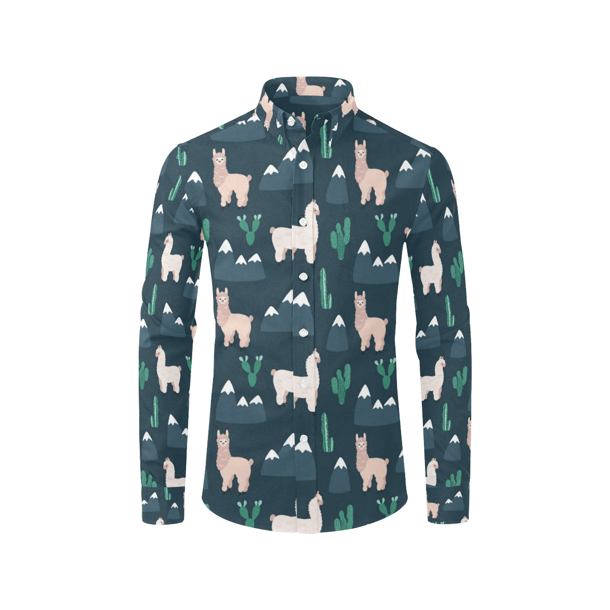 Llama Pattern Print Design 06 Men's Long Sleeve Shirt