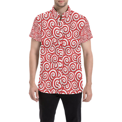Candy Pattern Print Design 03 Men's Short Sleeve Button Up Shirt