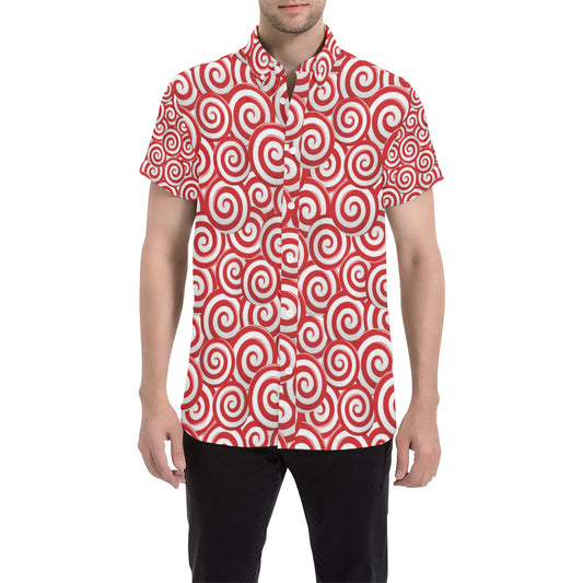 Candy Pattern Print Design 03 Men's Short Sleeve Button Up Shirt
