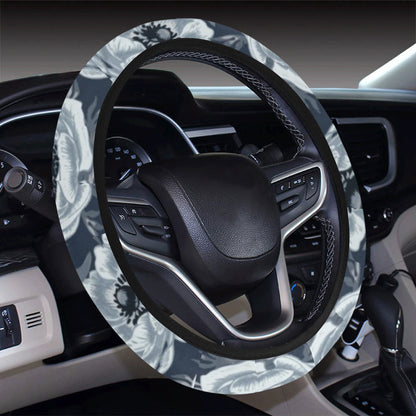 Anemone Pattern Print Design AM09 Steering Wheel Cover with Elastic Edge