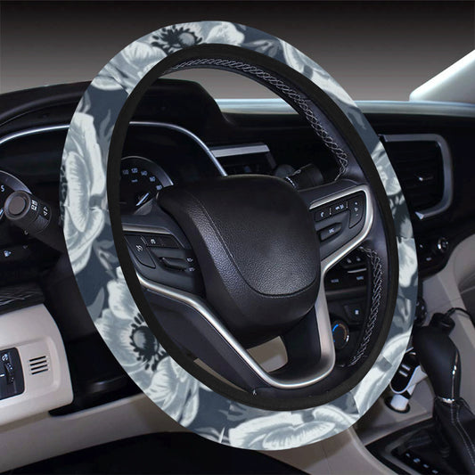 Anemone Pattern Print Design AM09 Steering Wheel Cover with Elastic Edge