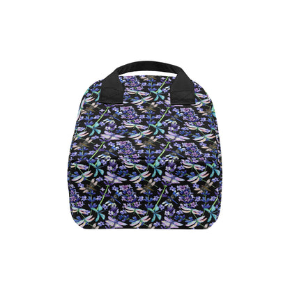 Lavender Dragonfly Pattern Print Design LV03 Insulated Lunch Bag