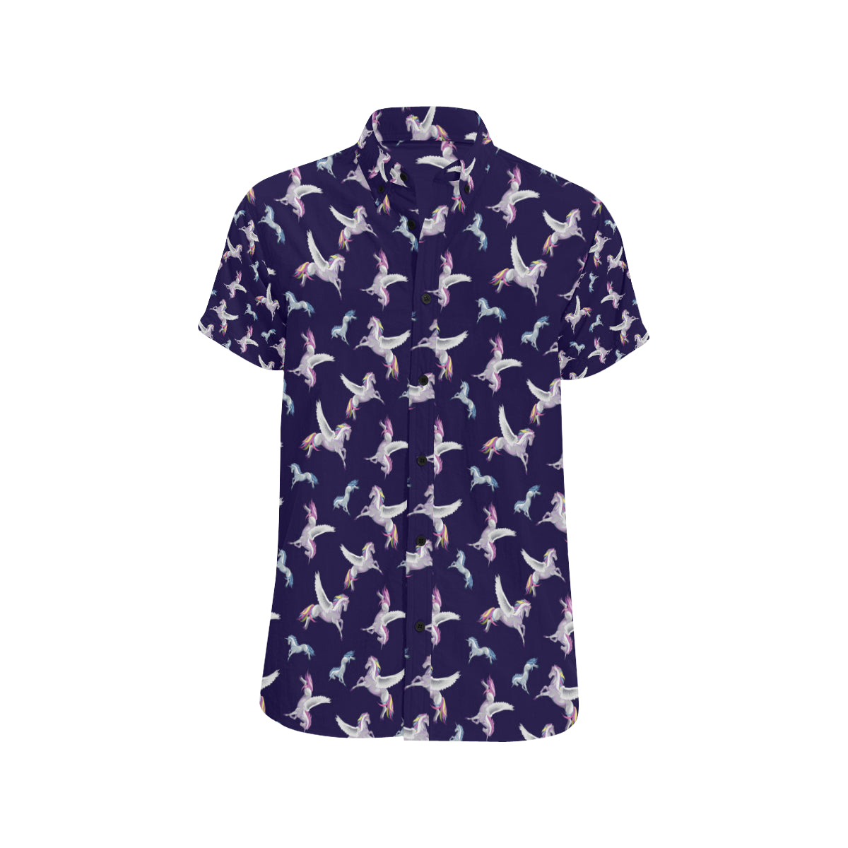 Pegasus Pattern Print Design 02 Men's Short Sleeve Button Up Shirt