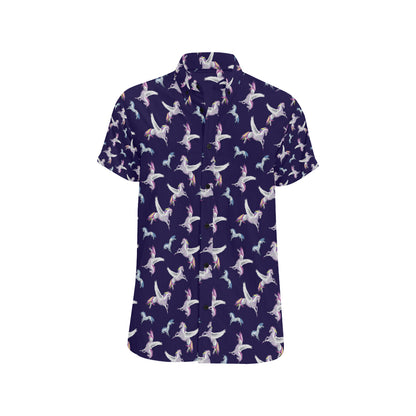 Pegasus Pattern Print Design 02 Men's Short Sleeve Button Up Shirt