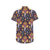 Ganesha Indian Pattern Print Design 03 Men's Short Sleeve Button Up Shirt