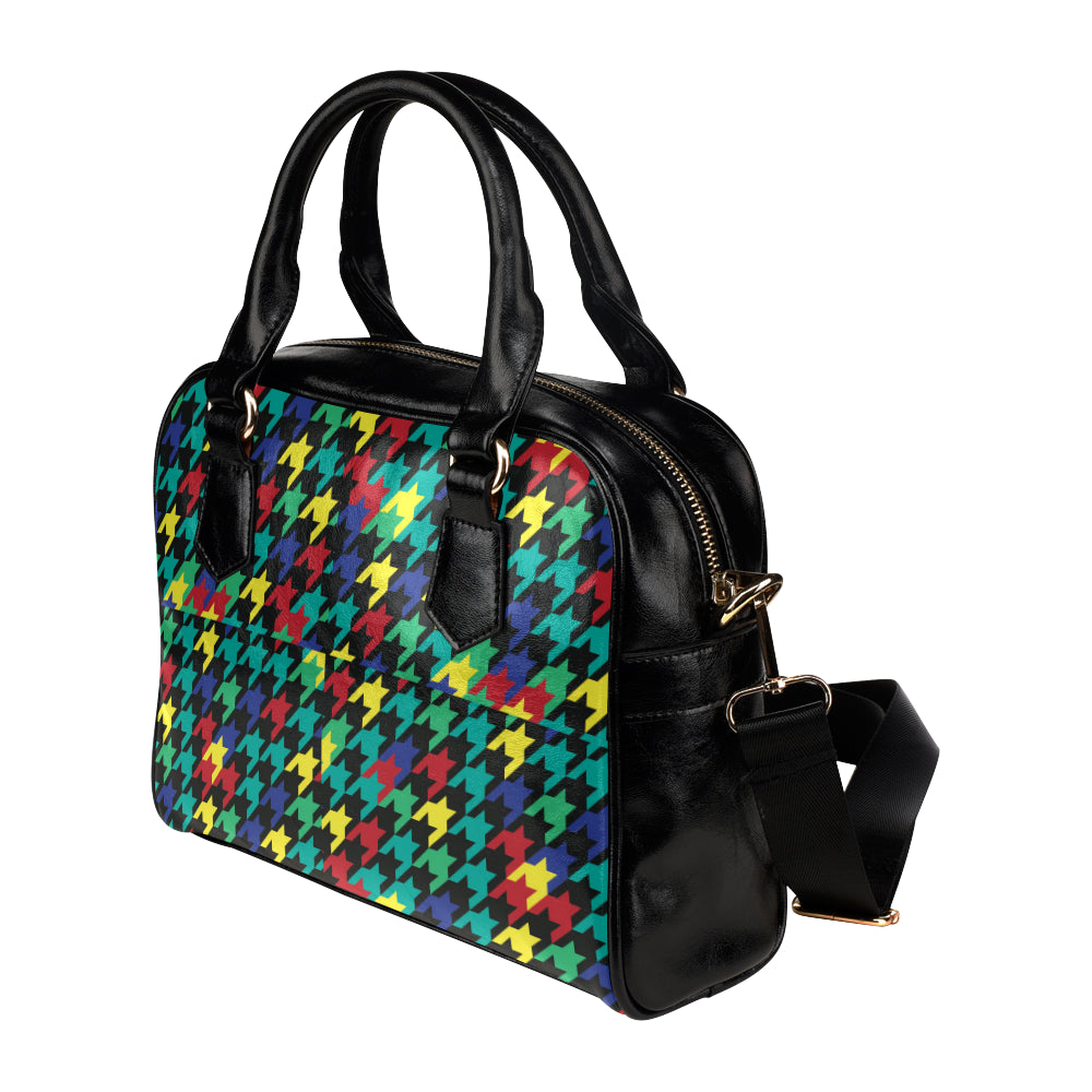 Houndstooth Colorful Pattern Print Design 02 Shoulder Handbag