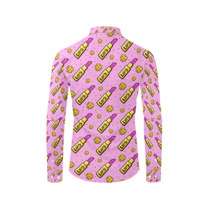 Lipstick Pattern Print Design LT03 Men's Long Sleeve Shirt