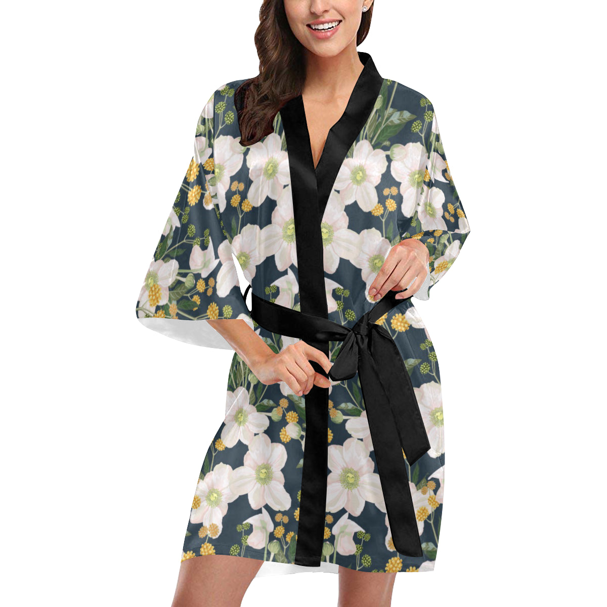 Anemone Pattern Print Design AM04 Women's Short Kimono