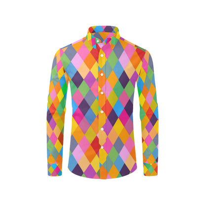 Harlequin Pattern Print Design 02 Men's Long Sleeve Shirt