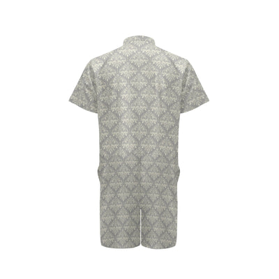 Damask Grey Elegant Print Pattern Men's Romper