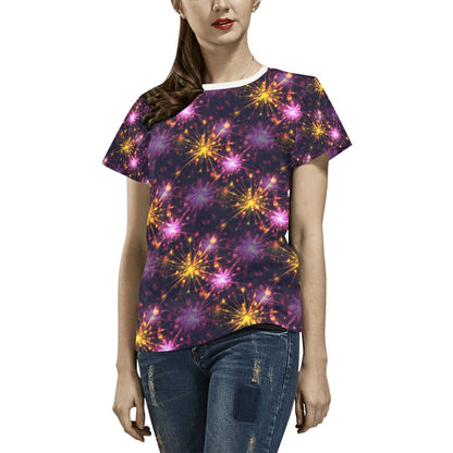 Firework Print Design LKS303 Women's  T-shirt