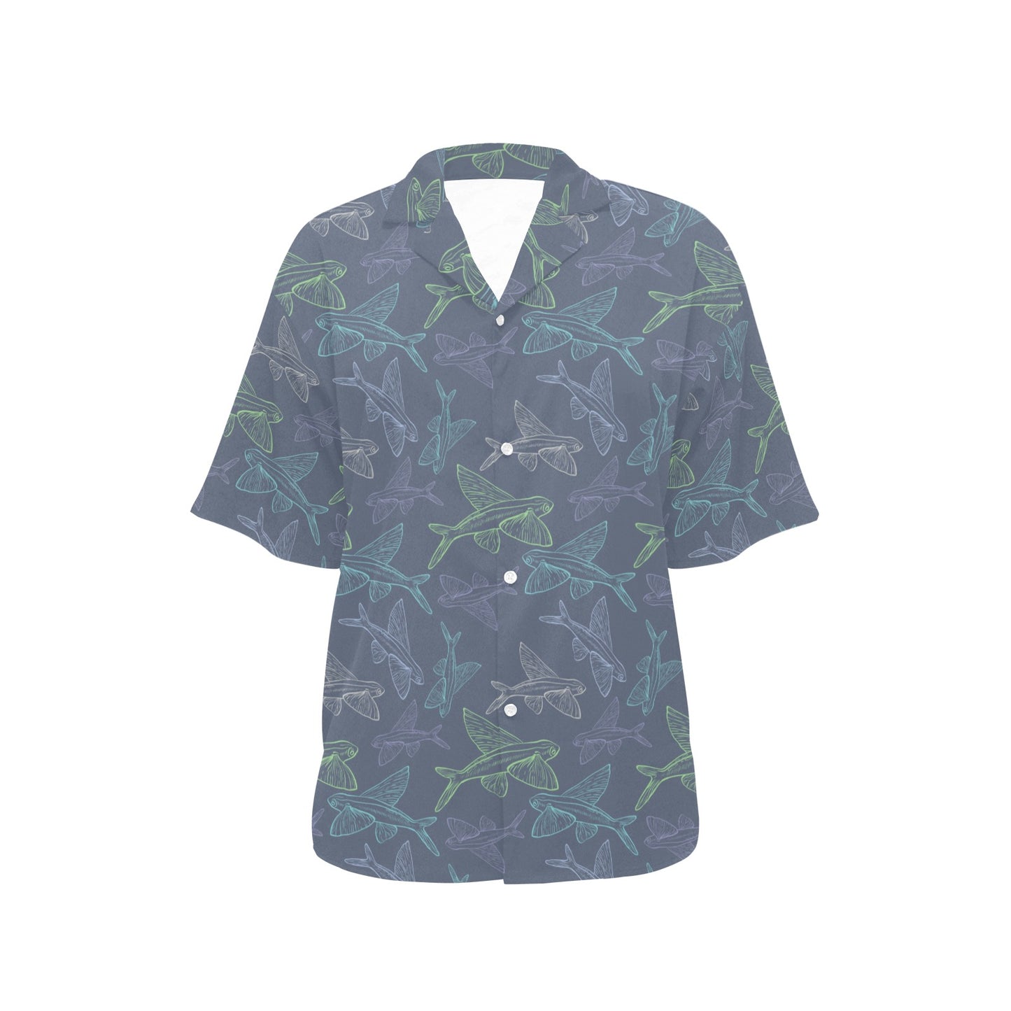 Flying Fish Pattern Print Design 02 Women's Hawaiian Shirt