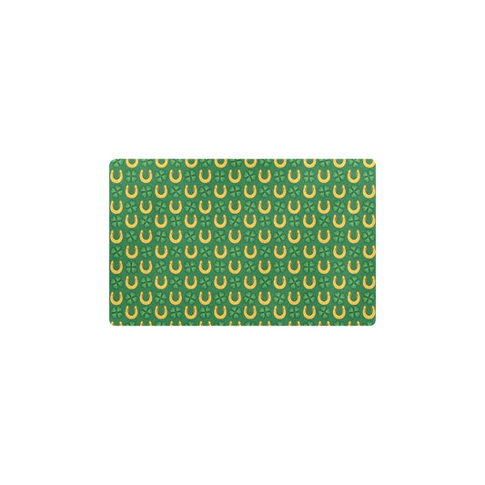 Shamrock Horseshoes Print Pattern Kitchen Mat