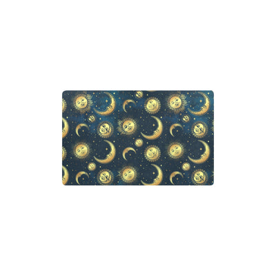 Gold Sun Moon Face Kitchen Mat