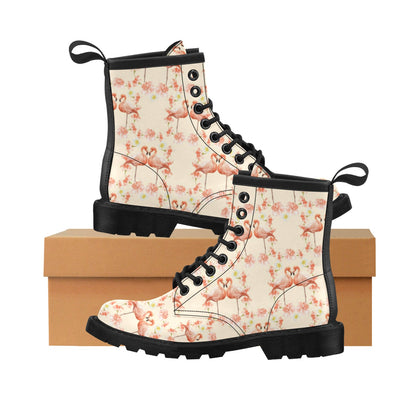 Flamingo Hibiscus Print Pattern Women's Boots