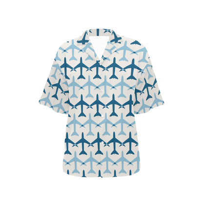 Airplane Pattern Print Design 04 Women's Hawaiian Shirt