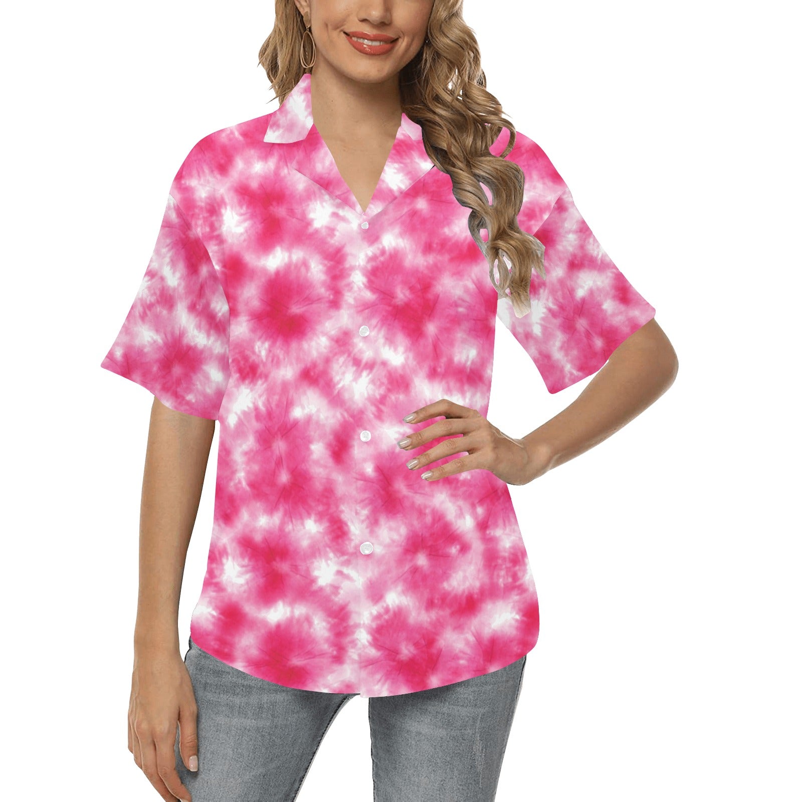 Tie Dye Pink Print Design LKS304 Women's Hawaiian Shirt