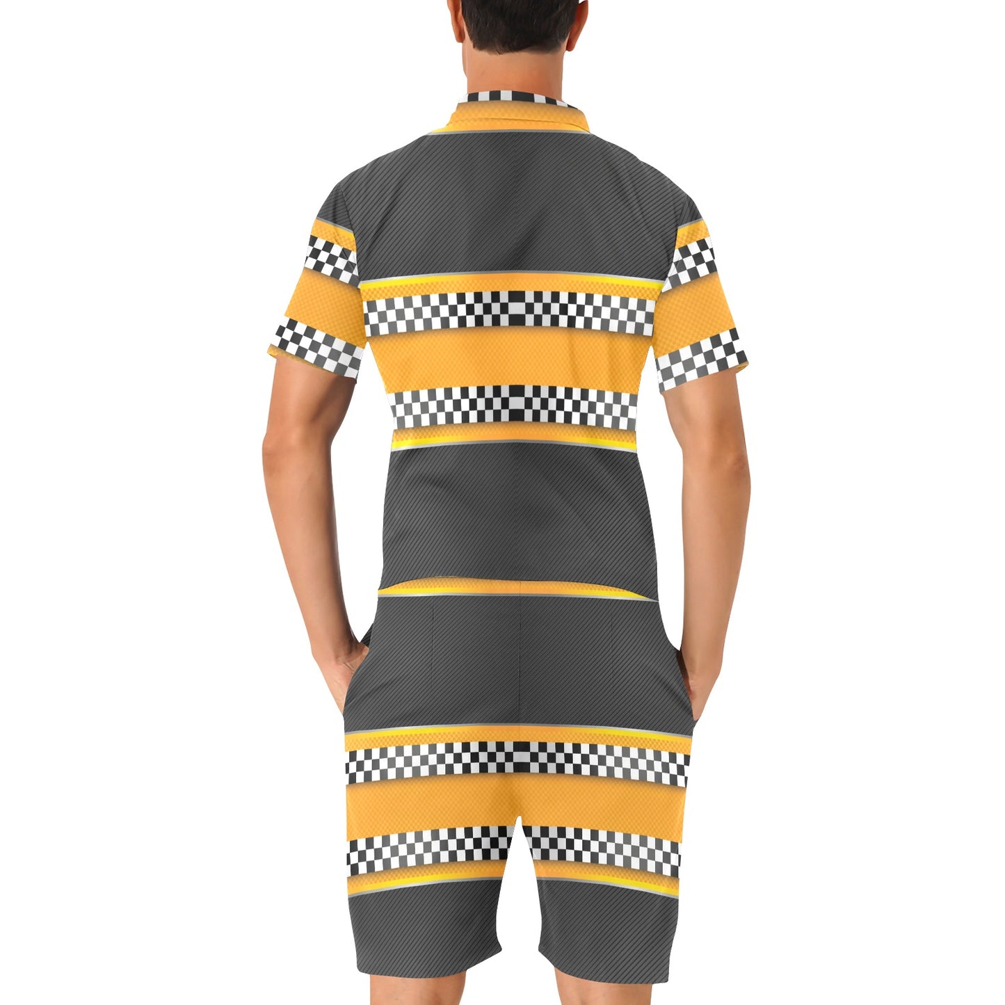 Checkered Pattern Print Design 01 Men's Romper