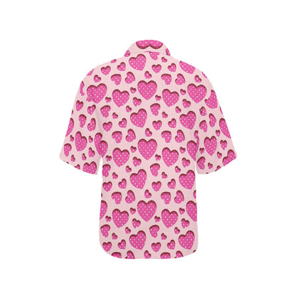 Heart Pink Pattern Print Design HE06 Women's Hawaiian Shirt