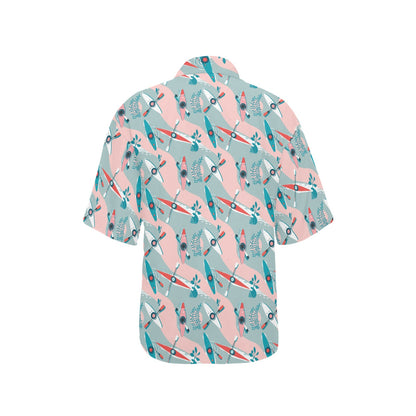 Kayak Pattern Print Design 05 Women's Hawaiian Shirt