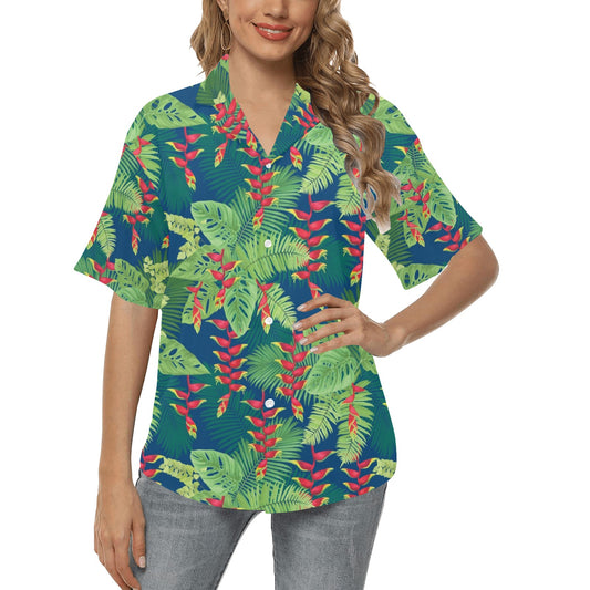 Heliconia Pattern Print Design HL08 Women's Hawaiian Shirt