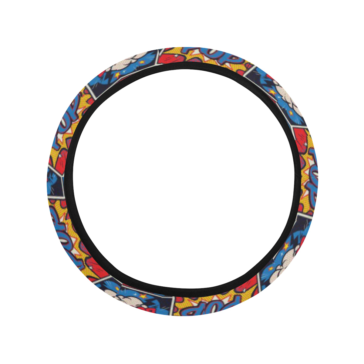 Comic Book Pattern Print Design 03 Steering Wheel Cover with Elastic Edge