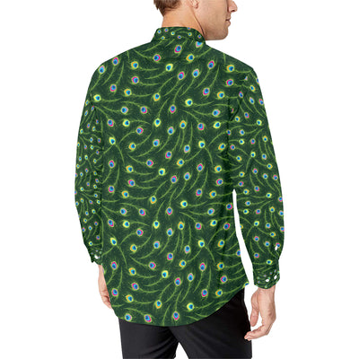 Peacock Feather Green Design Print Men's Long Sleeve Shirt