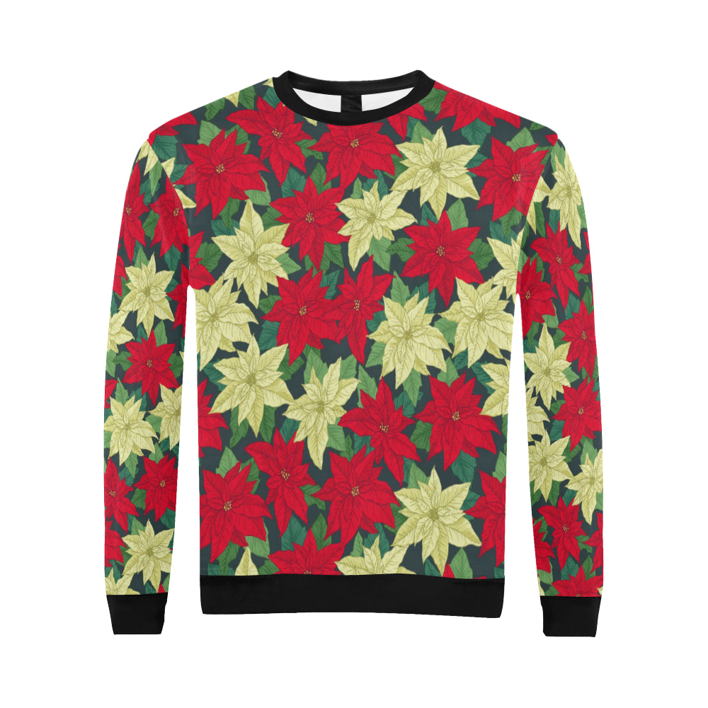 Poinsettia Pattern Print Design POT06 Men Long Sleeve Sweatshirt
