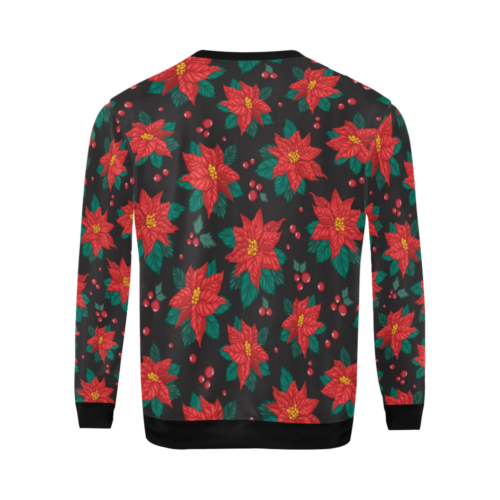 Poinsettia Pattern Print Design POT07 Men Long Sleeve Sweatshirt