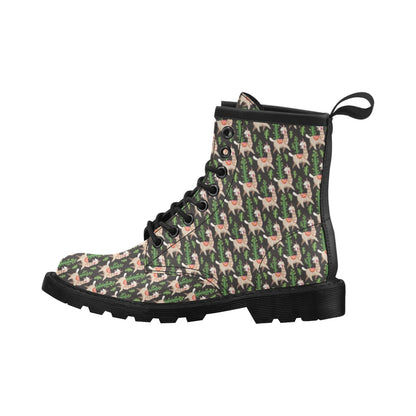Alpaca Cactus Design Themed Print Women's Boots