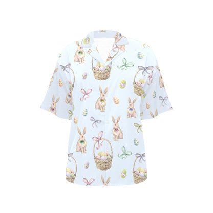 Rabbit Easter Eggs Pattern Print Design 03 Women's Hawaiian Shirt