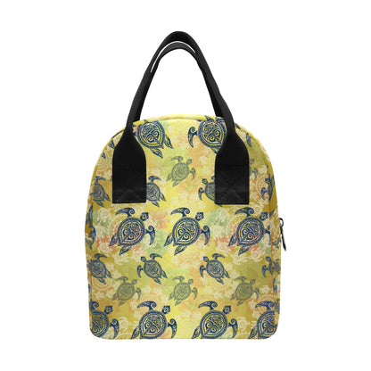 Hawaiian Turtle Tribal Design Print Insulated Lunch Bag
