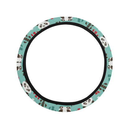 Panda Bear Cute Themed Print Steering Wheel Cover with Elastic Edge