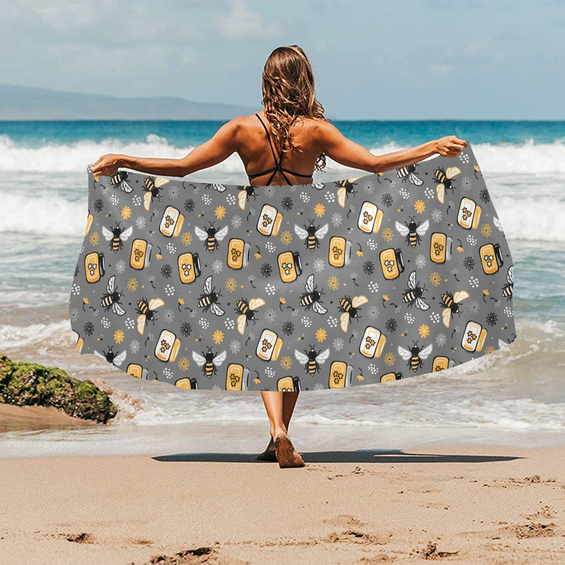 Honey Bee Print Design LKS301 Beach Towel 32" x 71"