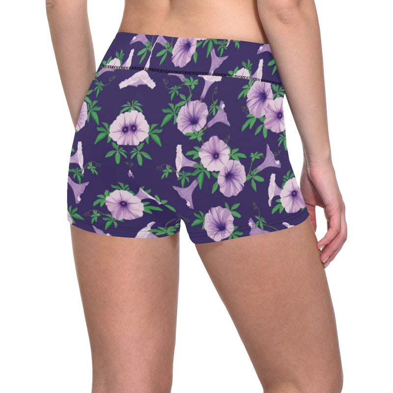 Morning Glory Pattern Print Design MG01 Yoga Shorts