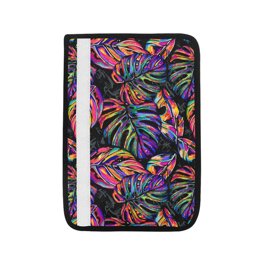 Neon Color Tropical Palm Leaves Car Seat Belt Cover