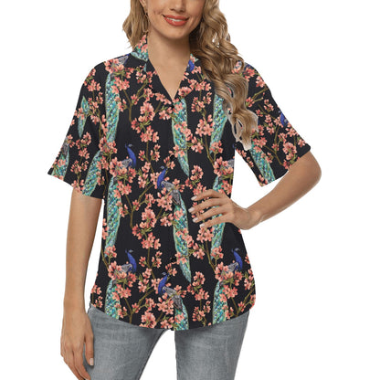 Peacock Pattern Print Design A01 Women's Hawaiian Shirt