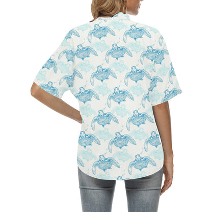 Sea Turtle Pattern Print Design T01 Women's Hawaiian Shirt