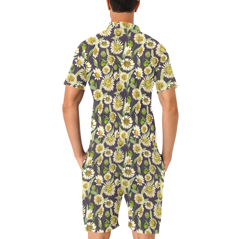 Daisy Vintage Print Pattern Men's Romper