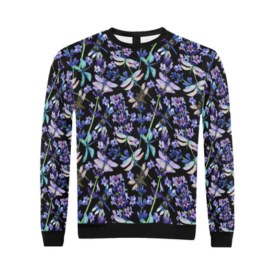 Lavender Dragonfly Pattern Print Design LV03 Men Long Sleeve Sweatshirt