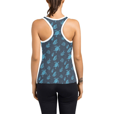 Sea Turtle Print Design LKS307 Women's Racerback Tank Top