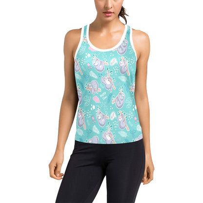 Sloth Print Design LKS309 Women's Racerback Tank Top
