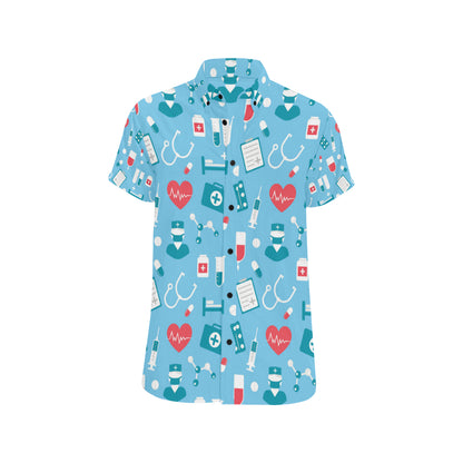 Nurse Pattern Print Design A03 Men's Short Sleeve Button Up Shirt