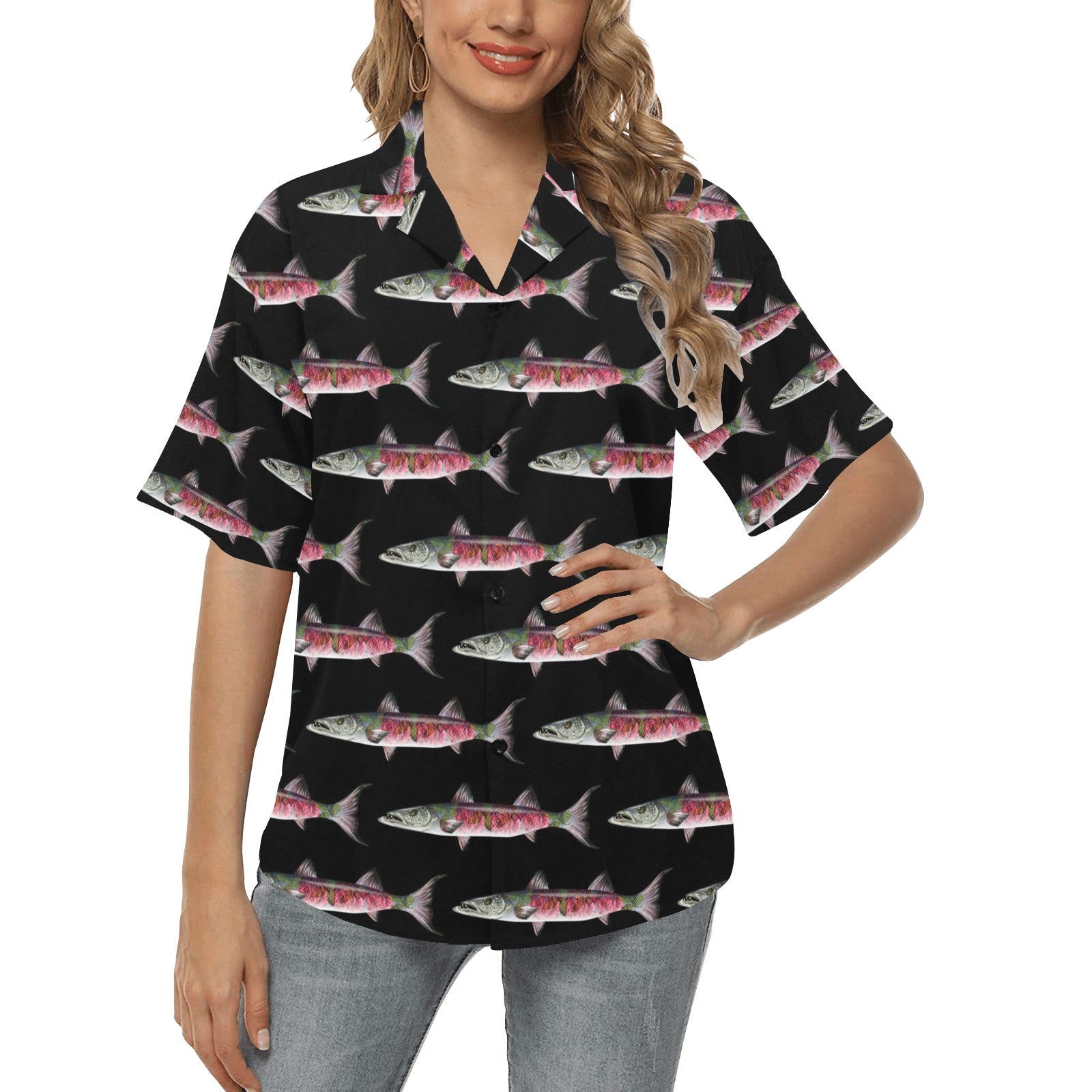 Barracuda Pattern Print Design 02 Women's Hawaiian Shirt