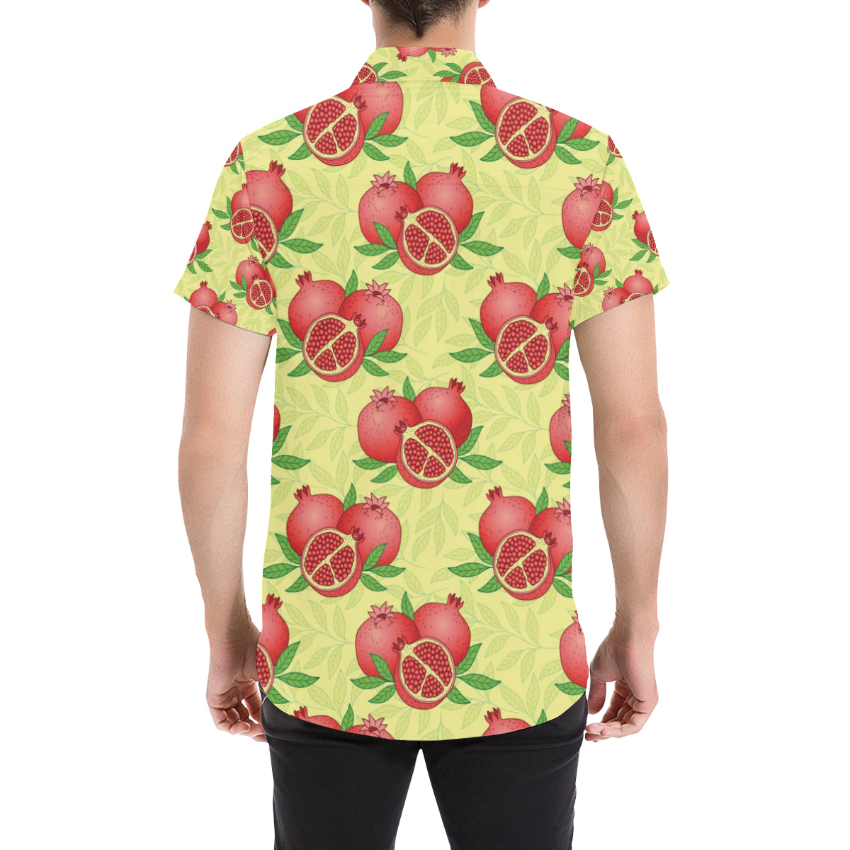 Pomegranate Pattern Print Design PG07 Men's Short Sleeve Button Up Shirt