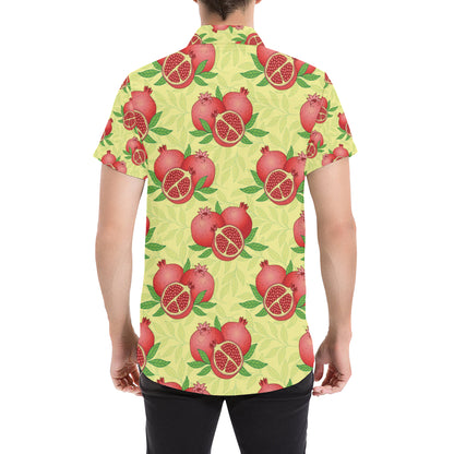 Pomegranate Pattern Print Design PG07 Men's Short Sleeve Button Up Shirt