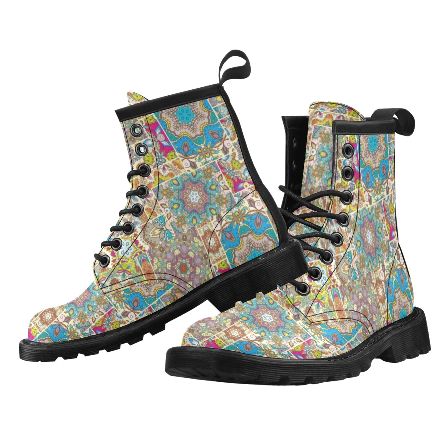 Patchwork Print Design LKS402 Women's Boots