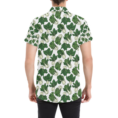 Bok Choy Pattern Print Design 02 Men's Short Sleeve Button Up Shirt