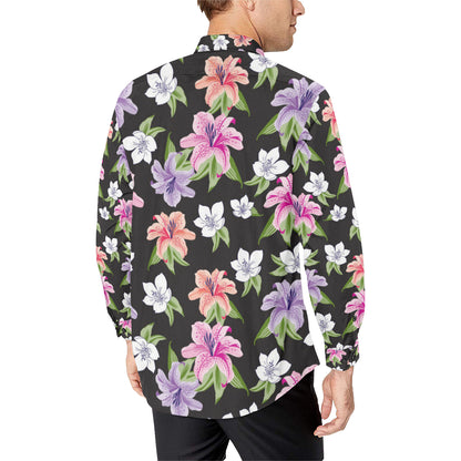 Lily Pattern Print Design LY02 Men's Long Sleeve Shirt