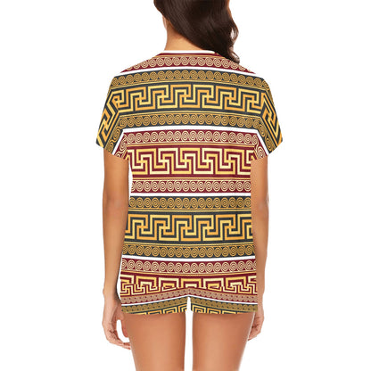 Ancient Greek Pattern Print Design LKS302 Women's Short Pajama Set